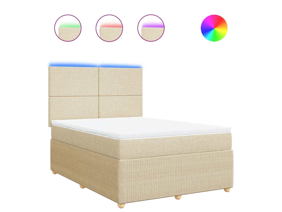 Cama Box Spring VIDAXL Crema Tela (160x200 cm)