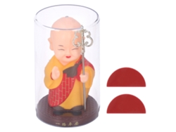 Baok - Adorno de monje en miniatura con luz sensible que mueve las manos y se balancea para coches - Rojo
