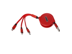 Cable De Carga Rápida 3 En 1 Retráctil 3a Con Typec/ios/micro Usb 1.1m Rojo