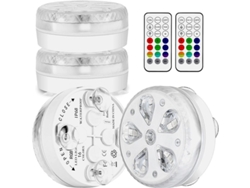 2026-luz Submersible Led Impermeable Con Control Remoto Rf, 16 Leds, Timer, Ventosa Y Imán Para Piscina, Acuario Y Fiesta