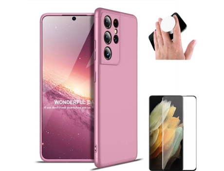 Carcasa, Protector y Popsocket Samsung S21 Ultra Slim armor 360º Rosa
