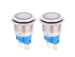 Botón Pulsador De Reinicio De 6 Pines Y 22 Mm, Dc3-6v, Con Grado De Protección Ip65, Color Blanco, 2 Unidades.