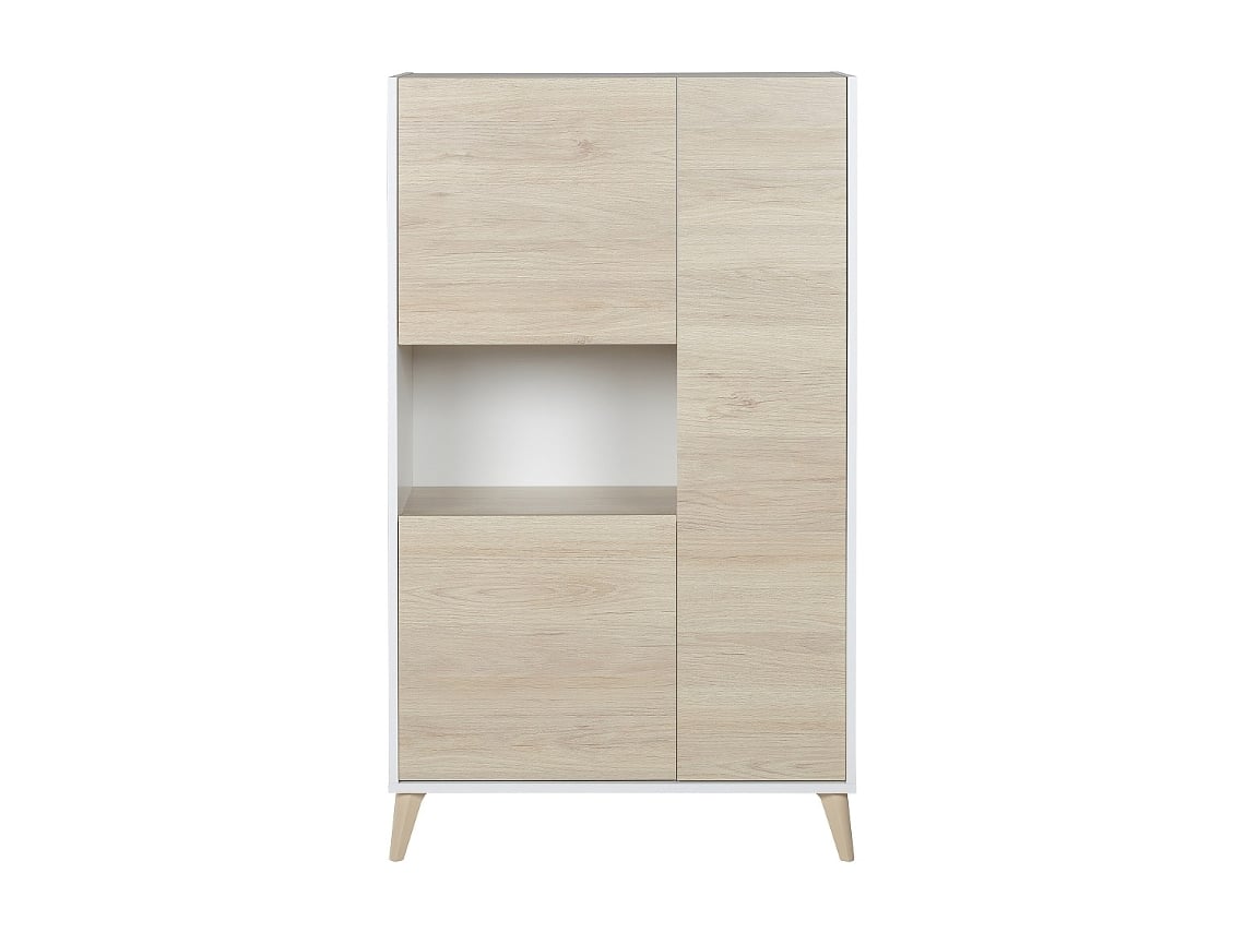 Aparador Modulo Alto 3 Puertas DKIT Ness (Blanco/Natural - 135x81x43 cm)