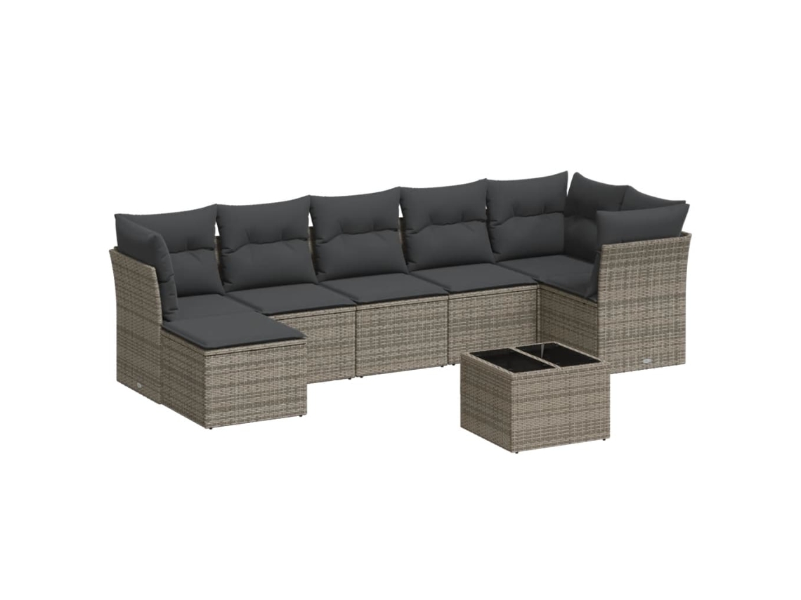 Maison Exclusive - Set De Sofás De Jardín 8 Pzas Y Cojines Ratán Sintético Gris