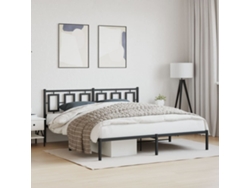 Estructura Cama Sin Colchón Con Cabecero Metal Negro 183x213 Cm
