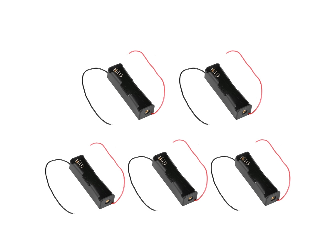 2026velora-5 Piezas Estuche De Almacenamiento De Baterías Plástico Negro Con Cables Para 1 X Baterías 18650