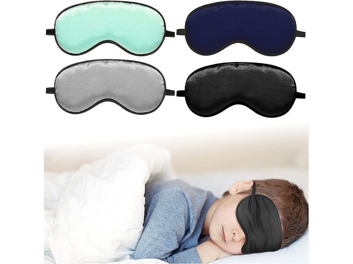 4 Antifaces De Seda Suave Para Niños Con Cinturón Ajustable Que Bloquea La Luz - Regalo Para Dormir