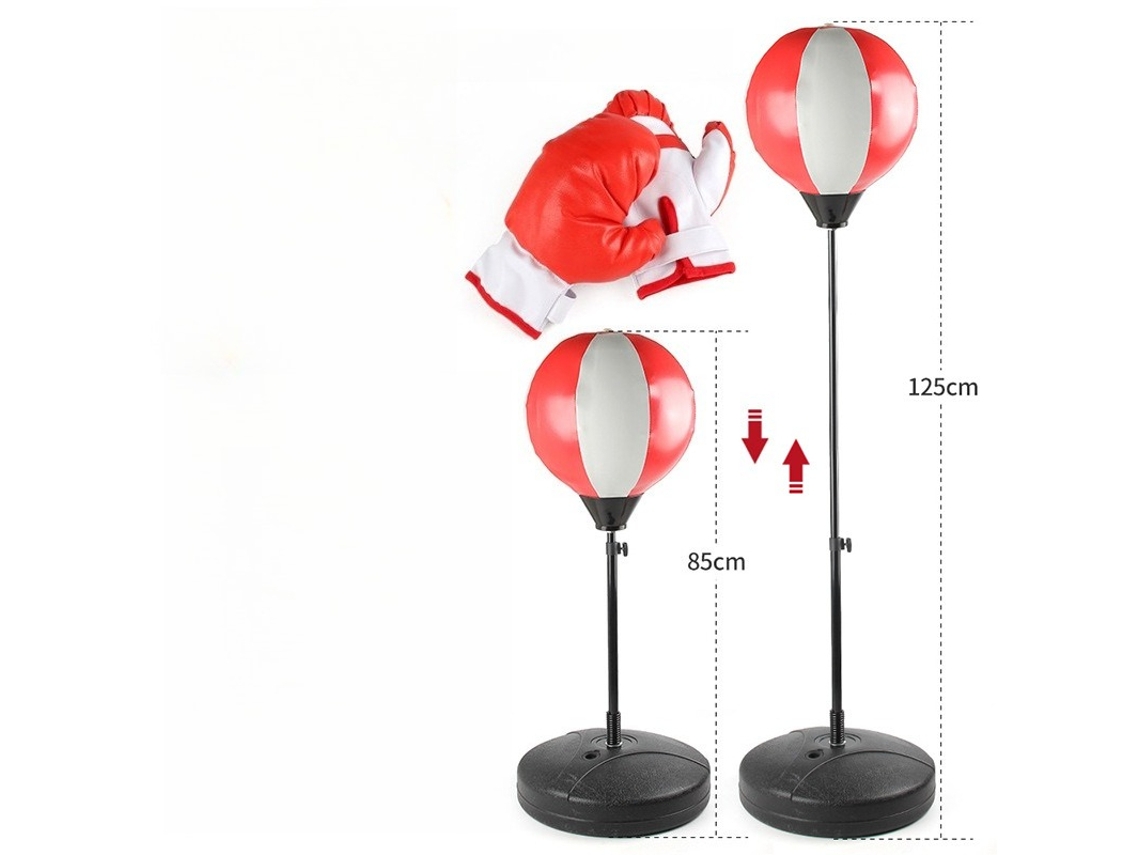 Saco de Boxeo Inflable CUICH Vertical con Altura Ajustable para Entrenamiento y Alivio del Estrés (Rojo y Blanco)