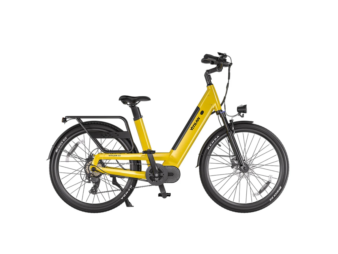 Bicicleta eléctrica urbana Vitilan L5 para adultos, 26 pulgadas, 500 W, con sensor de par, asistencia al pedaleo y batería de 48 V/15 Ah.