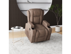 Sillón Masaje Eléctrico Tela Acolchada Marrón 93x102x105cm Power Lift 8 Puntos Masaje Calefacción Usb Portavasos Sala Estar