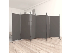 Biombo Divisor De 6 Paneles De Tela Gris Antracita 520x180 Cm