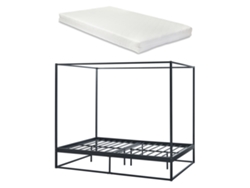 Cama con Dosel Kristianstad [ES.CASA] Metal Negro (206x145x180cm)