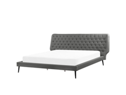 Cama con somier BELIANI Essonne de Piel sintética Gris 228x219x108