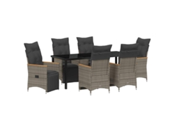 Maison Exclusive - Conjunto De Comedor De Jardín 7 Pcs Gris Ratán Sintético