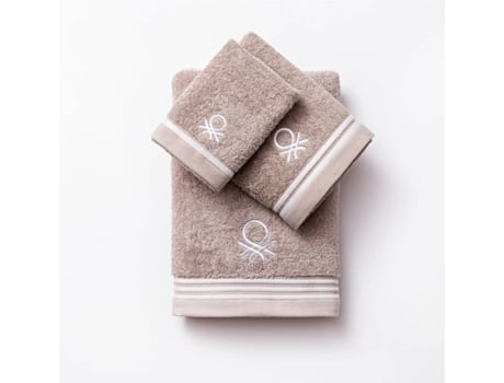 Toalla de Baño Benetton Set 3 Toallas BENETTON Algodón (30X50) Beige