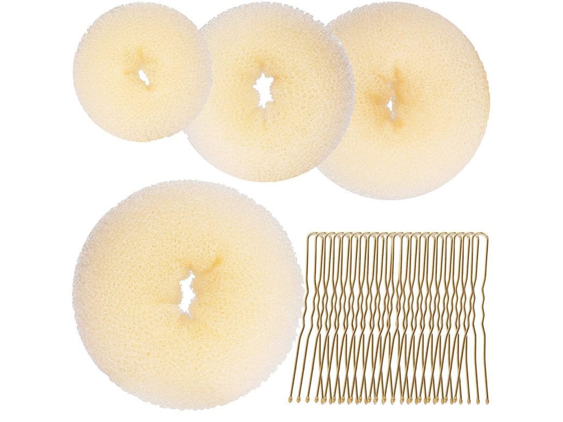 Kit De Moldes Para Gorros De Pelo, 4 Moldes De Donut (extragrande, Grande, Mediano, Pequeño) Con 20 Gomas Grandes Para El Pelo Rubio.