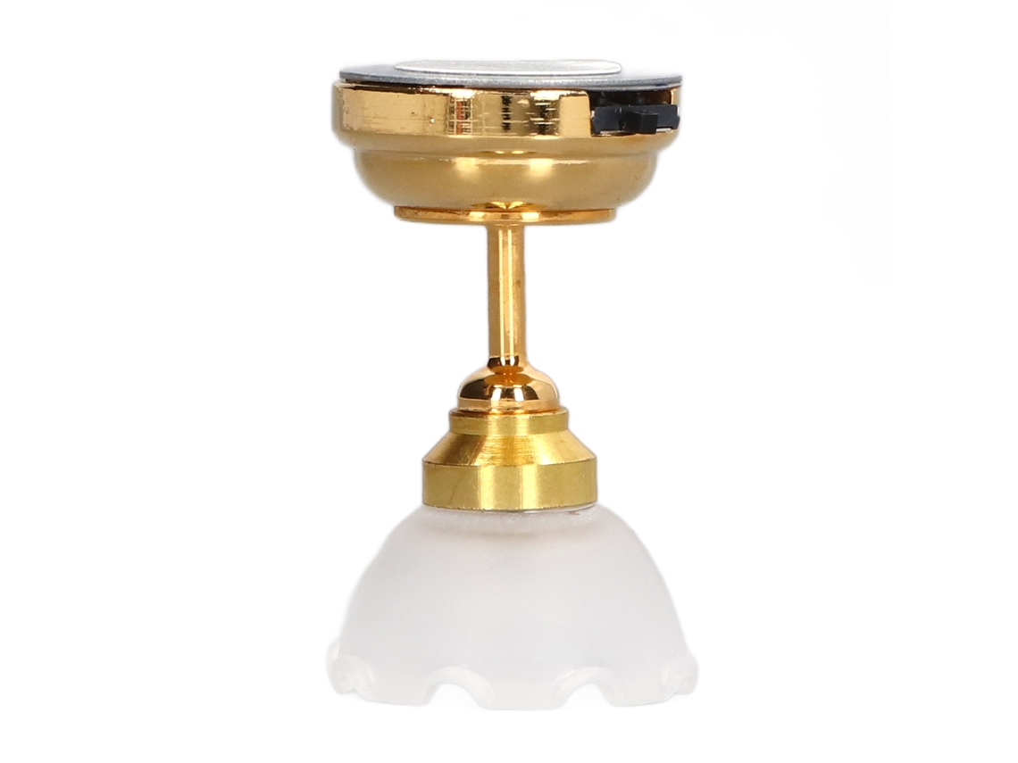Lámpara de techo miniatura 2026 para casa de muñecas escala 1:12, LED, diseño floral retro, con batería CR927.