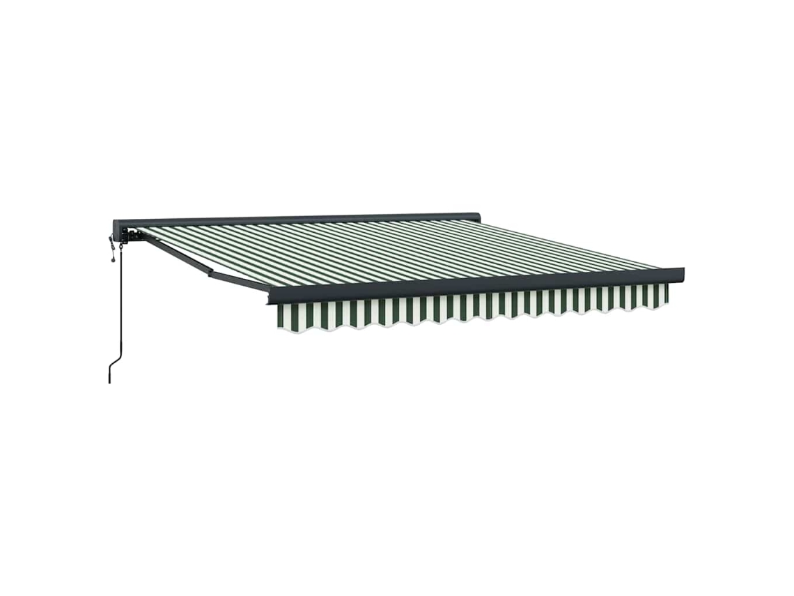 Maison Exclusive - Toldo Retráctil Verde Y Blanco 350 X 250 X 165 Cm Tela Y Metal