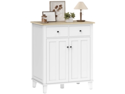 Aparador/mueble De Almacenamiento Para Cocina, Dormitorio, Salón U Oficina Con 2 Puertas Y 2 Cajones, 76 X 48 X 91 Cm, Blanco