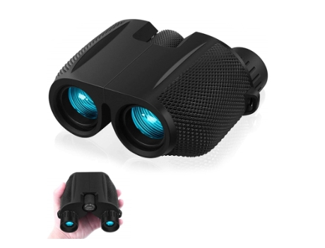 Prismáticos para Adultos y Niños Prismáticos Compactos 10X25 para Observación de Aves Teatro y Conciertos Caza y Juegos Deportivos Negro BISBISOUS