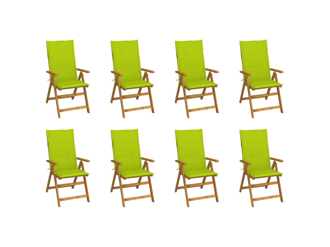Sillas de jardín plegables DKD Home Decor de 8 piezas con cojines, madera maciza de acacia