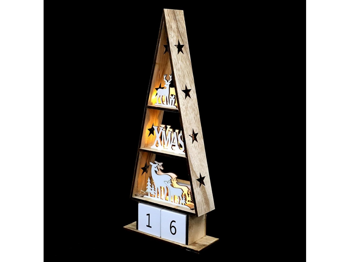 Calendario De Madera Iluminado, Decoración Perpetua Para El Hogar O La Oficina, Decoración Festiva Navideña.