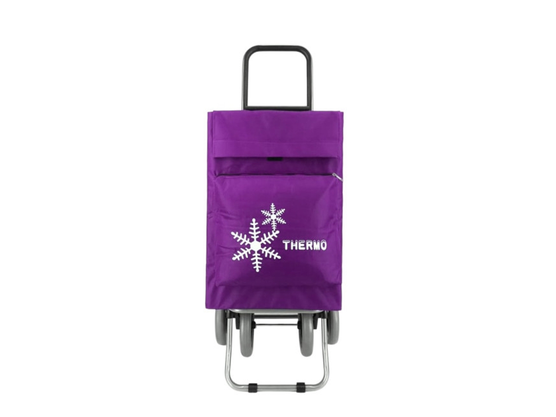 Carro De Compra Plegable Con Bolsa Térmica 4 Ruedas Para Subir Escaleras Bolsa Impermeable De 44 Litros Morado COSHANO