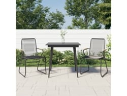 Juego de comedor de jardín de 2 piezas de mimbre PVC negro Dkd Home Decor