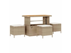 Conjunto De Comedor De Jardín | Mueble De Jardín Beige Ratán Sintético