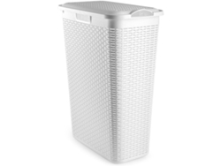 Cesta de ropa delgada Pongotodo, de plástico, efecto mimbre, para La Colada, ratán, 60x46x27cm (blanca)