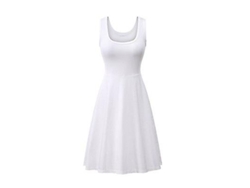 2026-vestido De Verano Para Mujer Sin Mangas Cuello Cuadrado Solido Alto Cintura Casual Algodon Poliester 18-35 Años