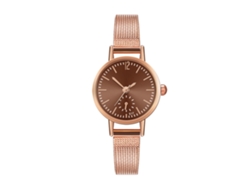 Reloj De Pulsera Sencillo E Informal Con Correa De Malla, Movimiento De Cuarzo Marrón, E17-w
