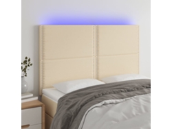 Cabecero Con Luces Led Tela Crema 144x5x118/128 Cm