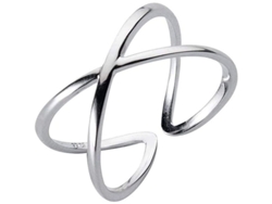 Anillo De Plata 925 Ajustable Cruz Abierta Minimalista Moda Pulido Linjou