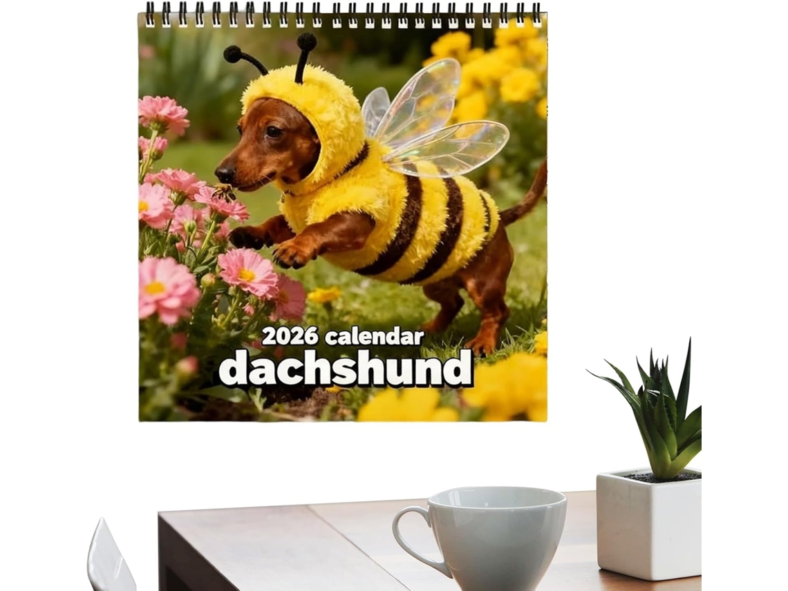 Calendario De Pared 2026 12 Colgante Con Diseño De Perro Salchicha Con Animales Para Estudiantes, Profesores