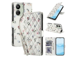 25-26 Flower Pattern Buckle Leather Phone Case With Lanyard