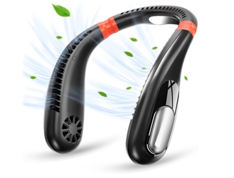 Ventilador de cuello portátil 6000Mah Ventiladores personales recargables Ventilador de refrigeración portátil 360 Negro BISBISOUS