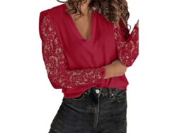 Blusa De Encaje De Talla Grande Para Combinar Con Leggings Y Faldas Rojo