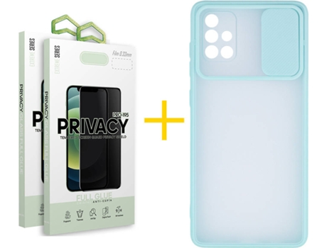 Carcasa + 2 Protectores de Pantalla para Samsung Galaxy A71 SKYHE Verde Agua
