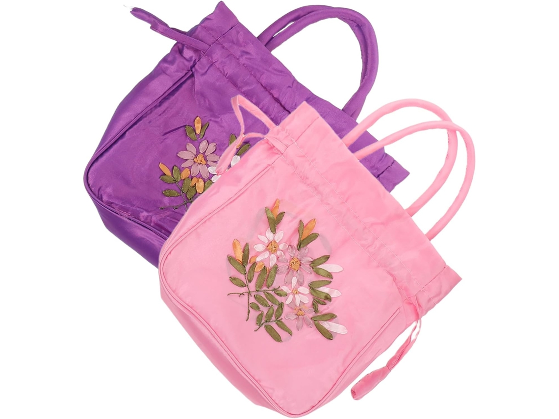 Conjunto De Dos Bolsos Bordados Para Mujer, Bolso De Mano Étnico Con Cordón, Bolso Floral.