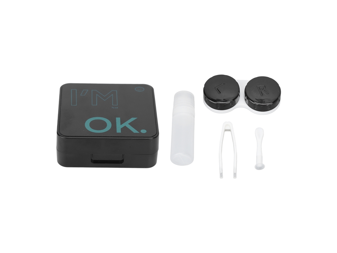 Kit De Estojo Para Lentes De Contato Com Letras Em Preto Simples