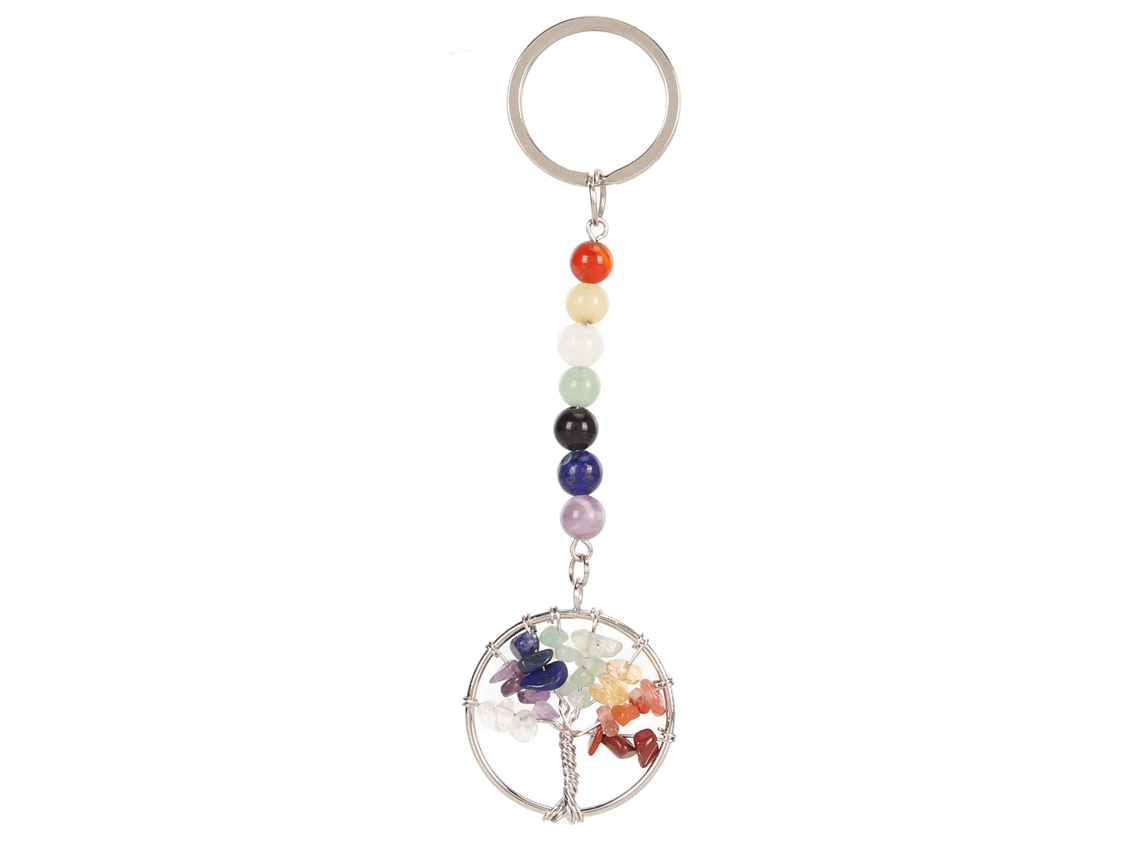Llavero Con Colgante De Árbol De Chakras Y Cuentas De Cristal Sintético Para Curación, Ideal Para Bolso O Mochila.