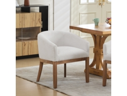 Silla De Comedor Tapizada De Estilo Mediados De Siglo, Lino, Madera Natural, Beige.