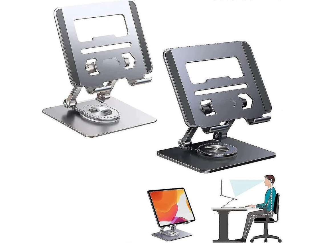 Soporte Para Portátil De Aleación De Aluminio Con Base Giratoria De 360°, Carpeta Y Diseño Antideslizante.