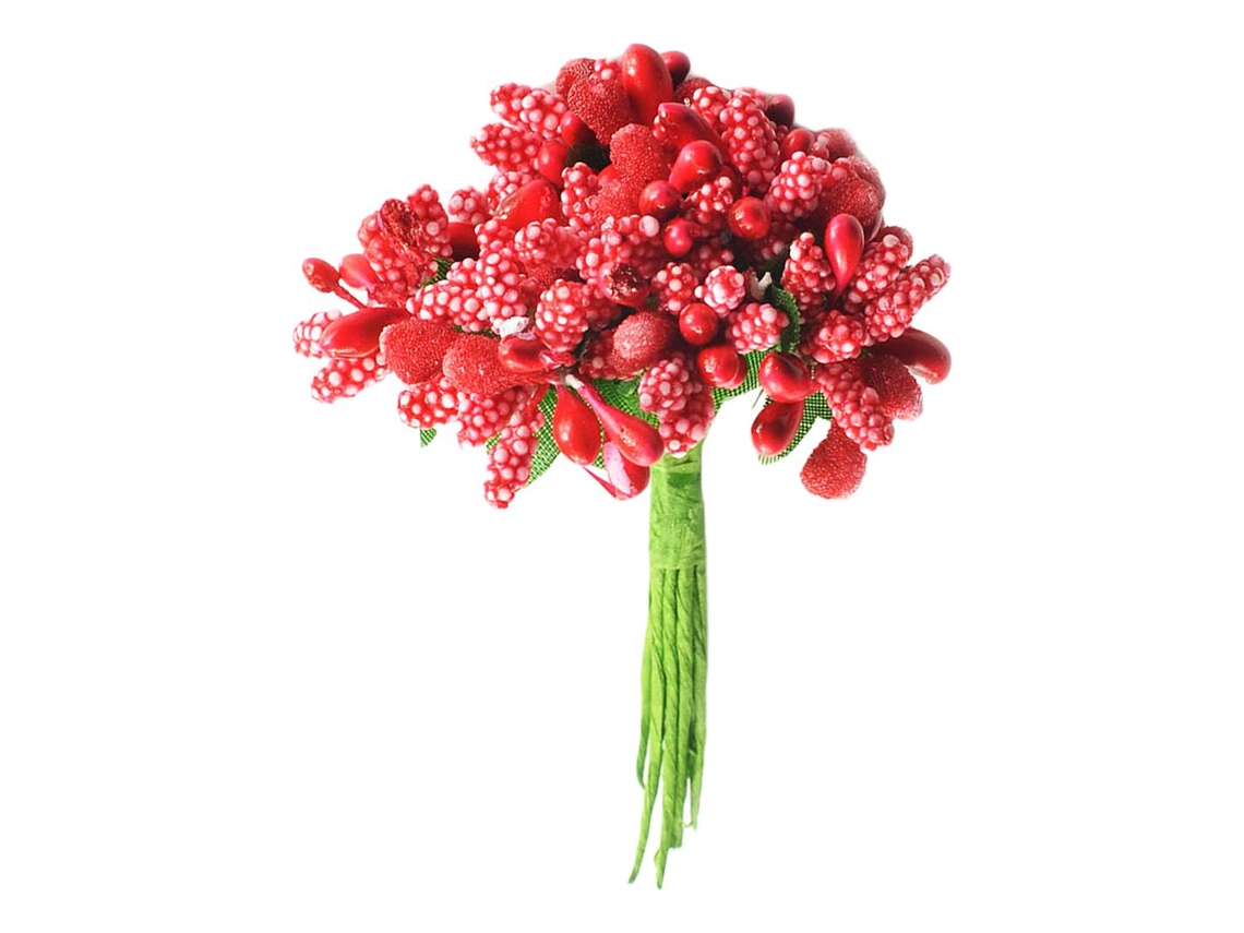2 Un ramo de 12 piezas de estambres de flores rojas