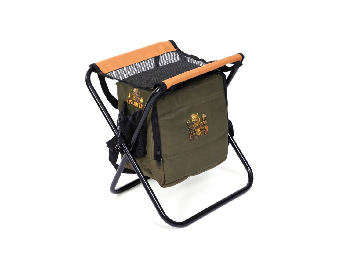Asiento de campamento plegable: compartimento con bolsa aislada Luz y compacto 40x40x40 cm Verde y gris TRENDYFLAIR