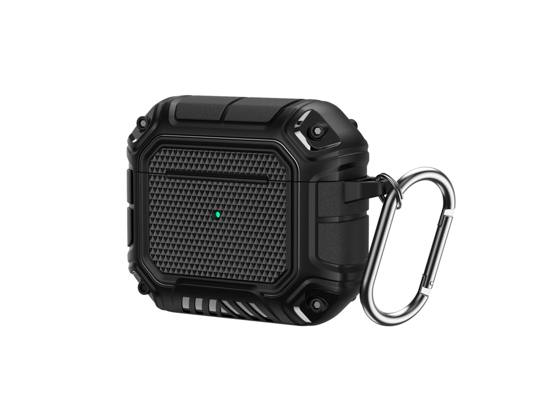 Capa Protetora Para Fones De Ouvido Tpu Anti Perda Com Carabiner Para Ios Earbuds 3 Preto