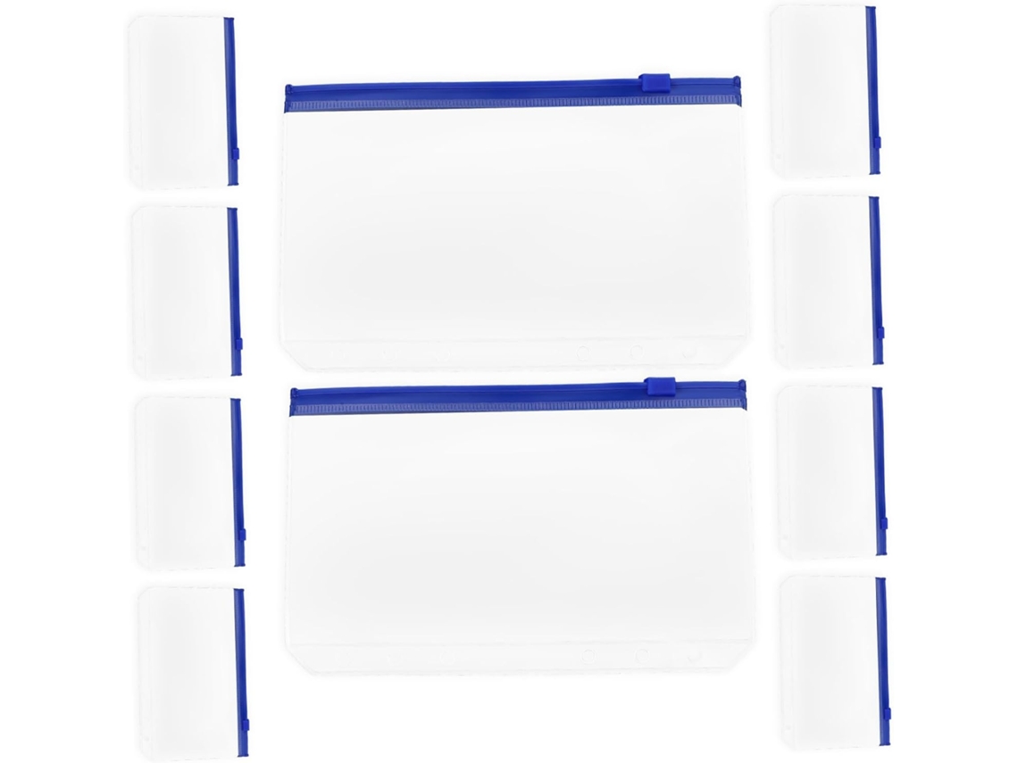 Juego de 10 bolsas organizadoras con cremallera para carpetas, sobres y hojas sueltas, en PVC transparente, Gokoco