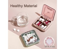 Caja De Pastillas Pequeña Sin Bpa Con 4 Compartimentos Grandes Para Vitamínas Organizador Portátil Impermeable Para Viajes (verde Claro)