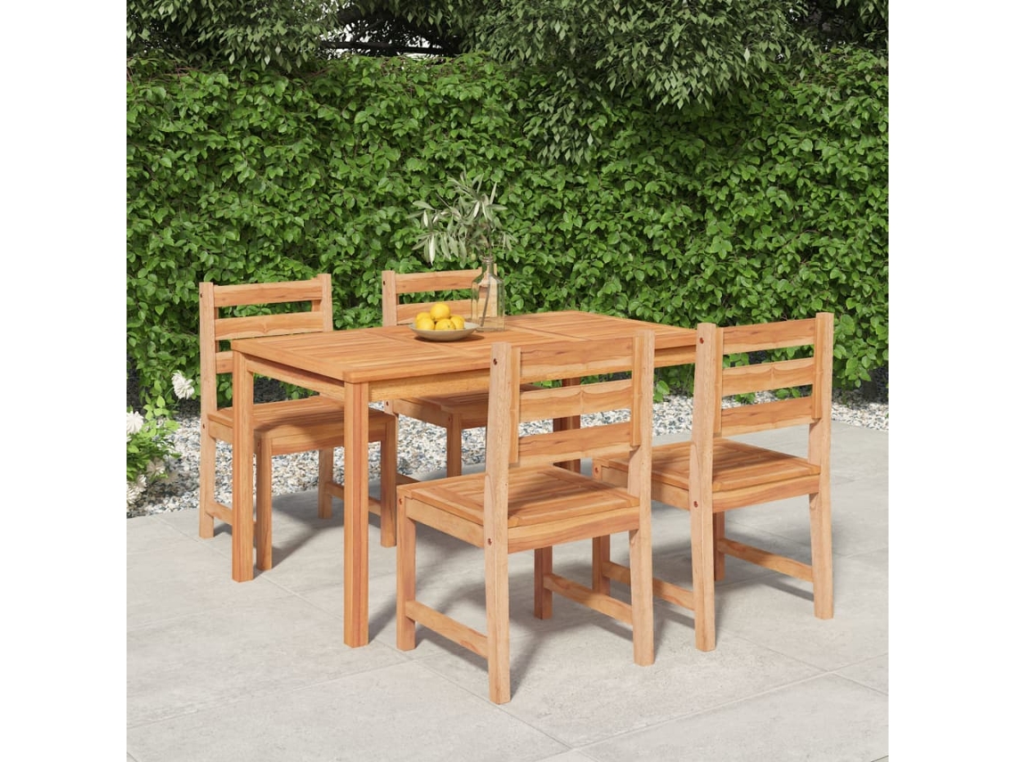 Juego de comedor de jardín de 5 piezas en madera maciza de teca DKD Home Decor